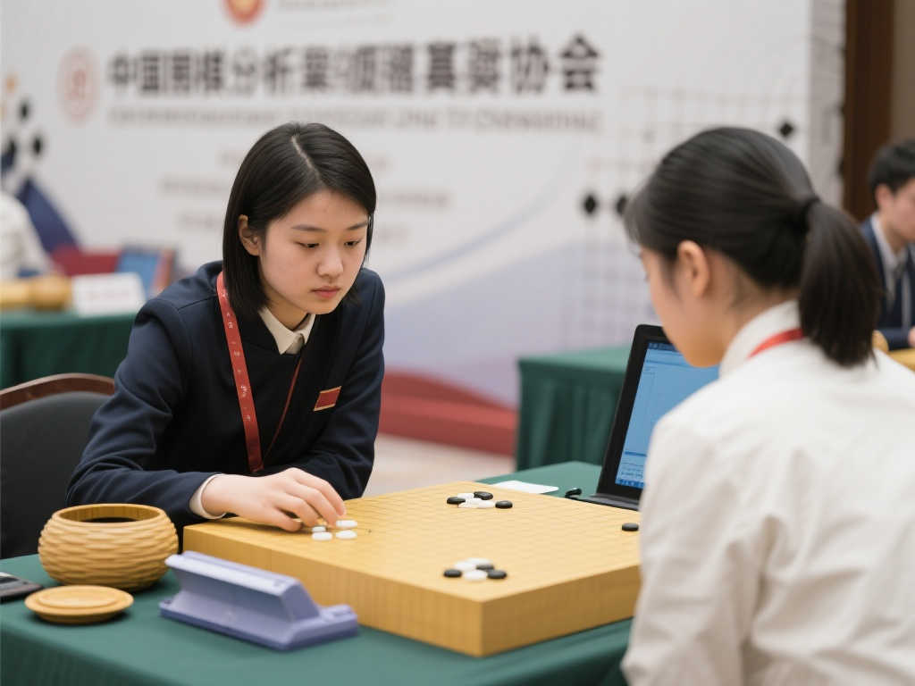 她在赛场内